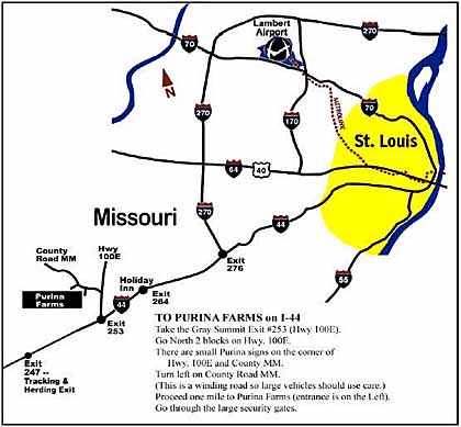 map to Purina farms